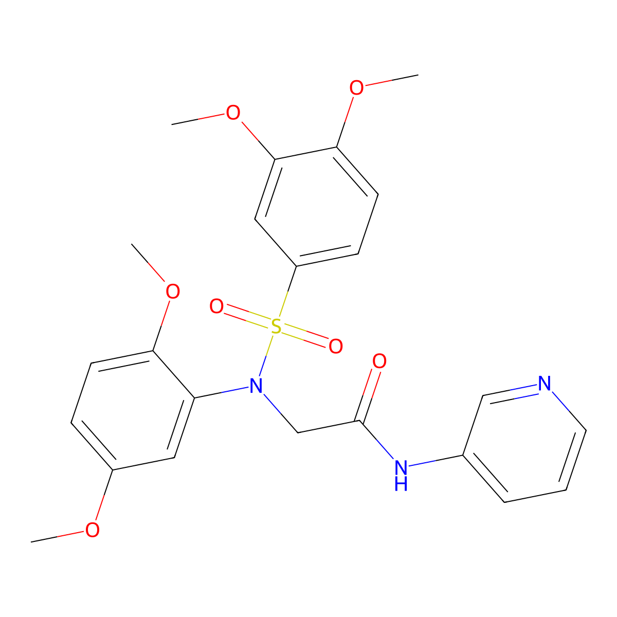 2-(N-(3,4-dimethoxyphenyl)sulfonyl-2,5-dimethoxyanilino)-N-pyridin-3-ylacetamide molecular structure, CAS 680599-58-0