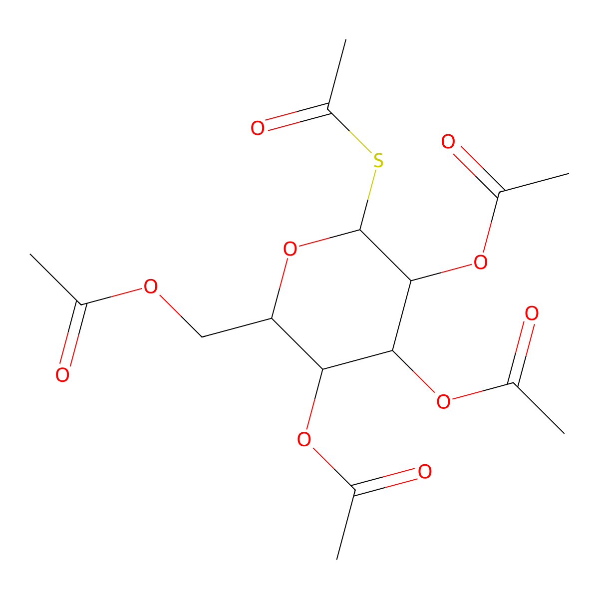 2,3,4,6-tetra-O-acetyl-1-S-acetyl-1-thiohexopyranose molecular structure, CAS 6806-56-0