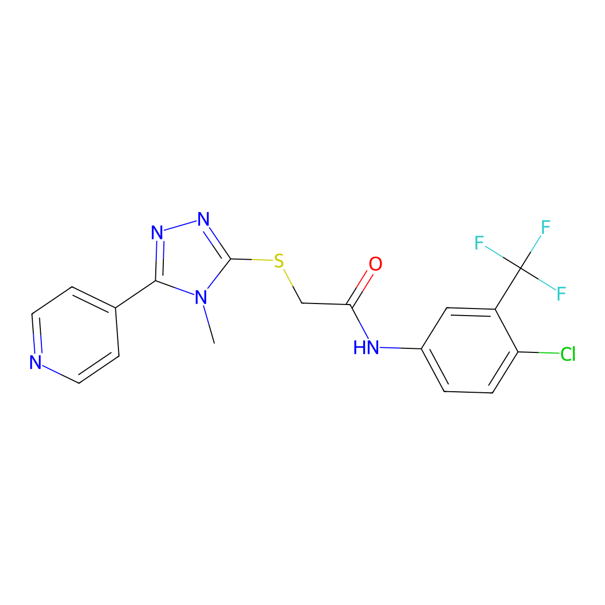 N-[4-chloro-3-(trifluoromethyl)phenyl]-2-{[4-methyl-5-(pyridin-4-yl)-4H-1,2,4-triazol-3-yl]sulfanyl}acetamide molecular structure, CAS 680600-76-4