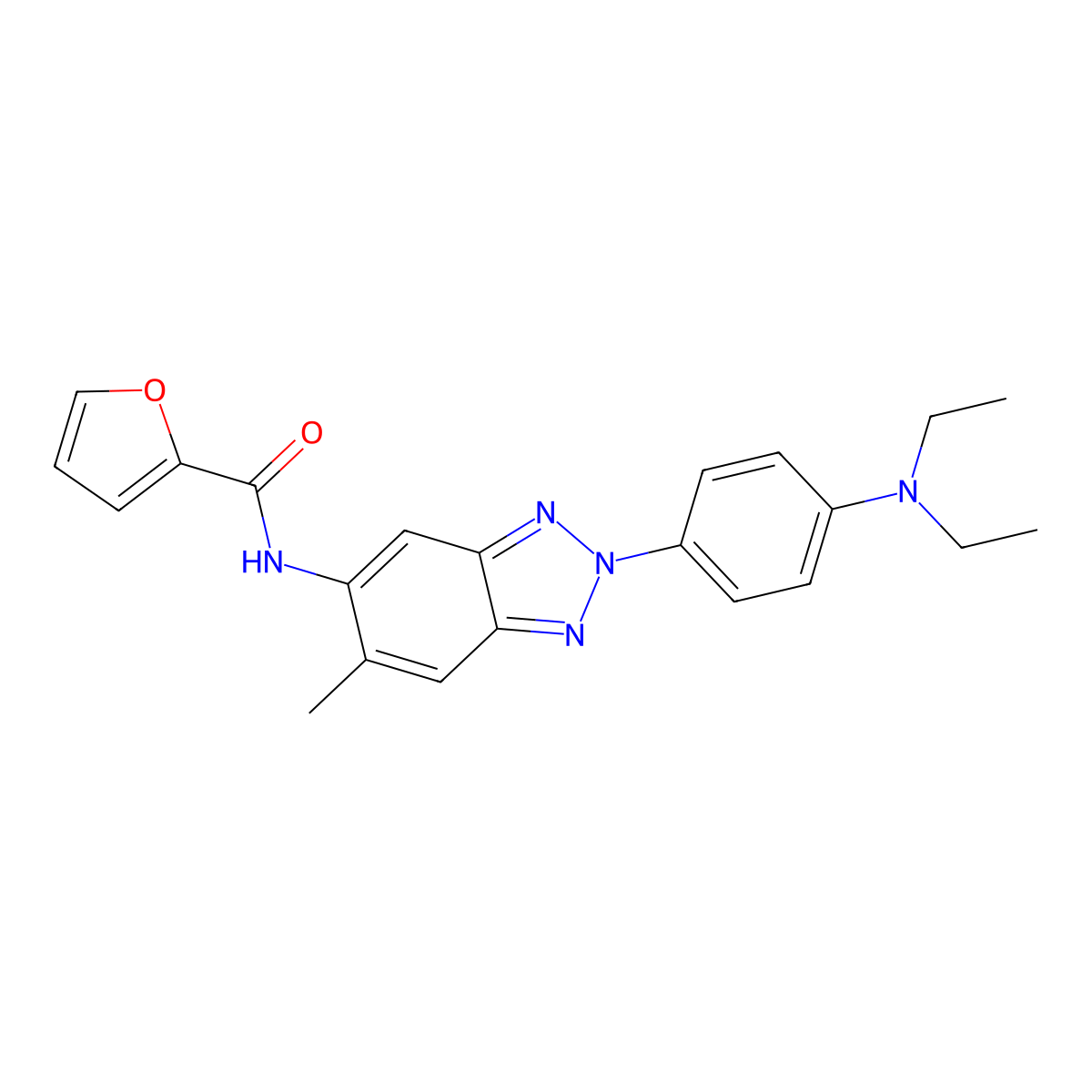 N-[2-[4-(diethylamino)phenyl]-6-methylbenzotriazol-5-yl]furan-2-carboxamide molecular structure, CAS 680600-86-6