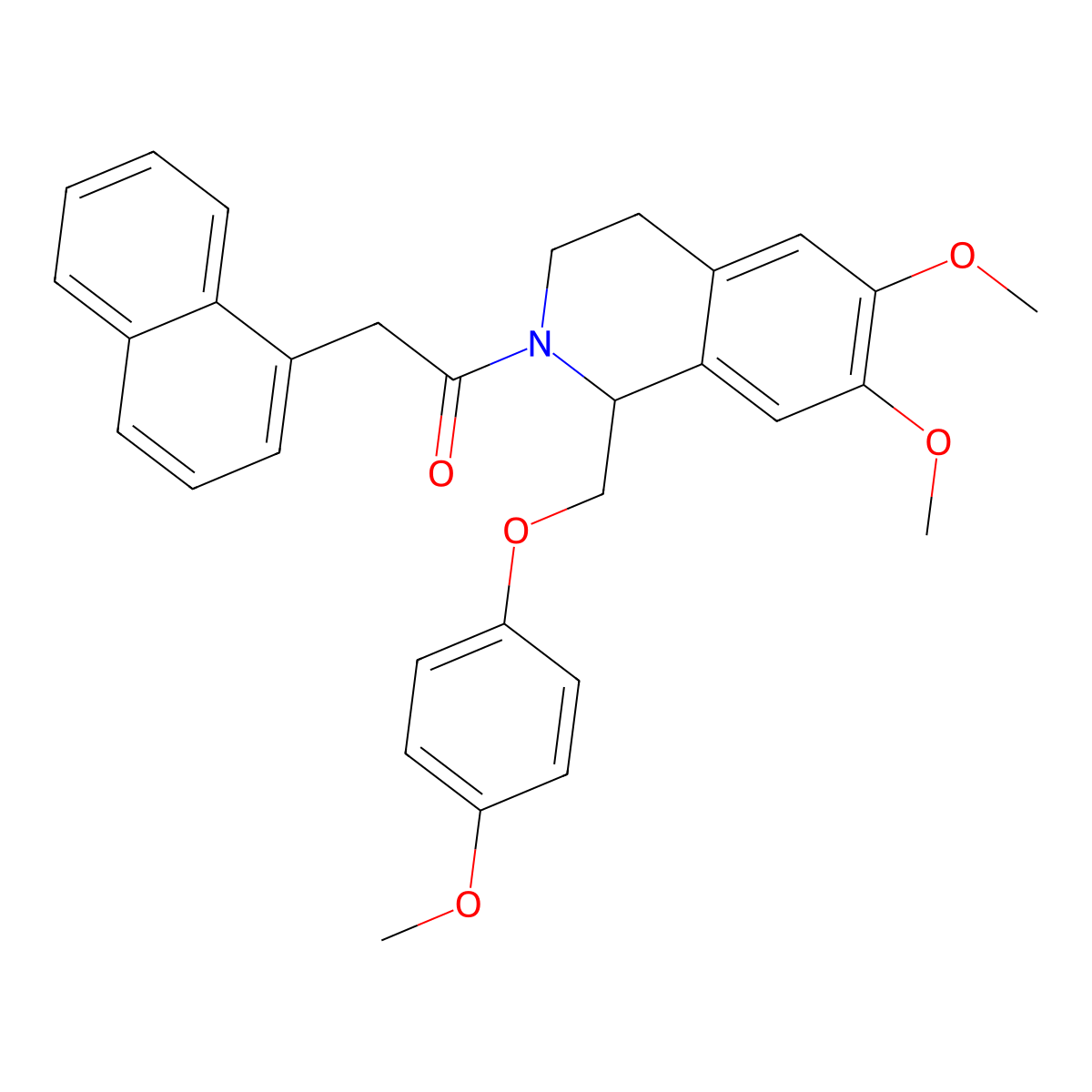 1-(6,7-dimethoxy-1-((4-methoxyphenoxy)methyl)-3,4-dihydroisoquinolin-2(1H)-yl)-2-(naphthalen-1-yl)ethanone molecular structure, CAS 680603-69-4