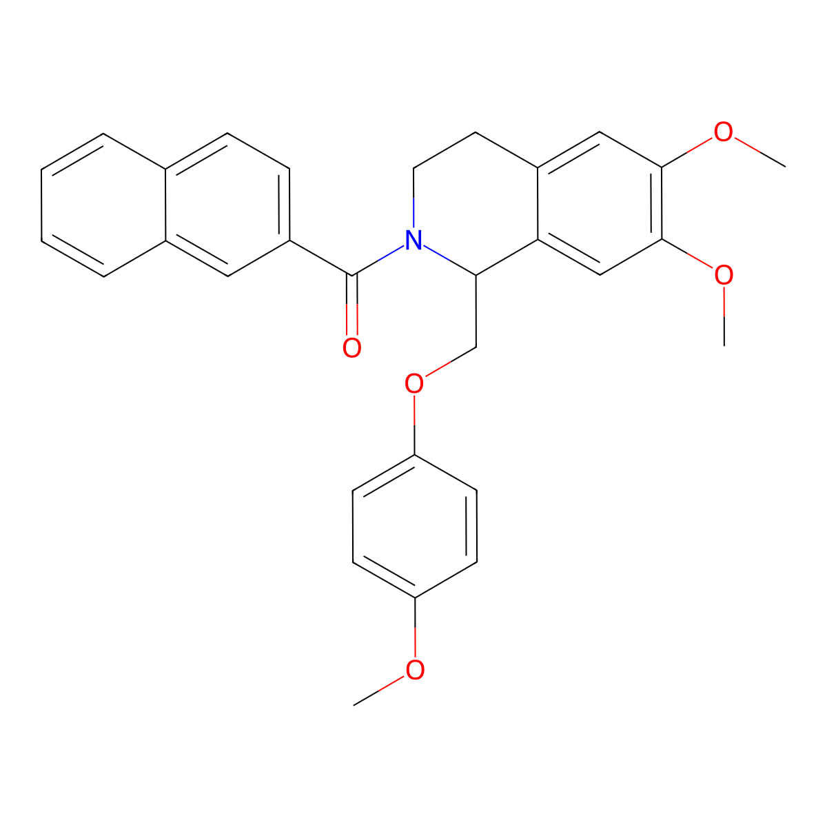 (6,7-dimethoxy-1-((4-methoxyphenoxy)methyl)-3,4-dihydroisoquinolin-2(1H)-yl)(naphthalen-2-yl)methanone molecular structure, CAS 680603-79-6