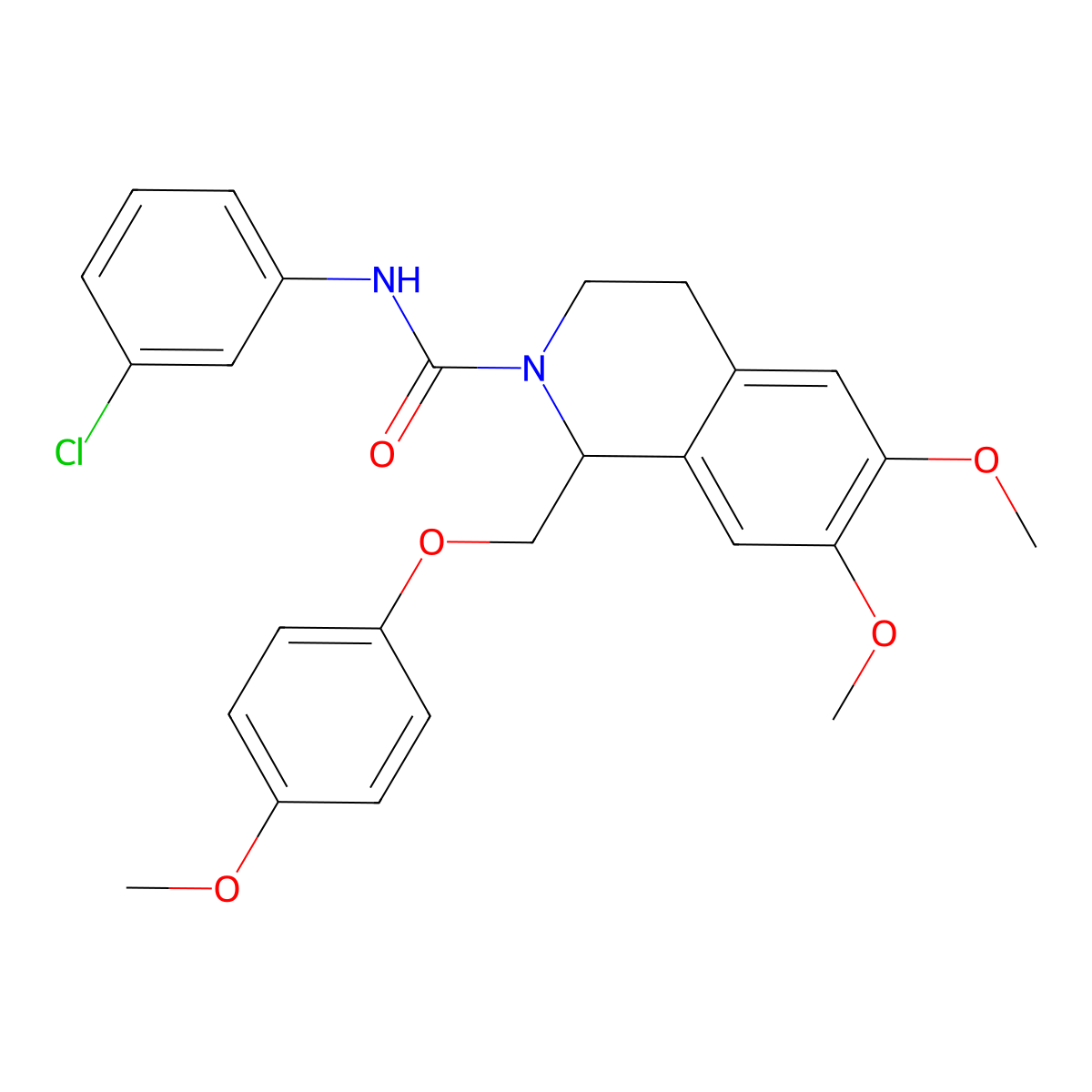 N-(3-chlorophenyl)-6,7-dimethoxy-1-((4-methoxyphenoxy)methyl)-3,4-dihydroisoquinoline-2(1H)-carboxamide molecular structure, CAS 680603-88-7