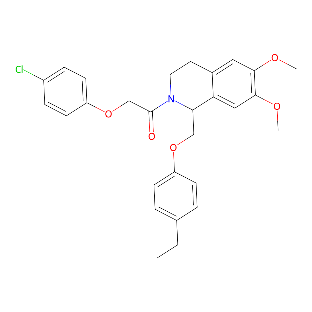 2-(4-Chlorophenoxy)-1-{1-[(4-ethylphenoxy)methyl]-6,7-dimethoxy-1,2,3,4-tetrahydroisoquinolin-2-yl}ethan-1-one molecular structure, CAS 680603-98-9