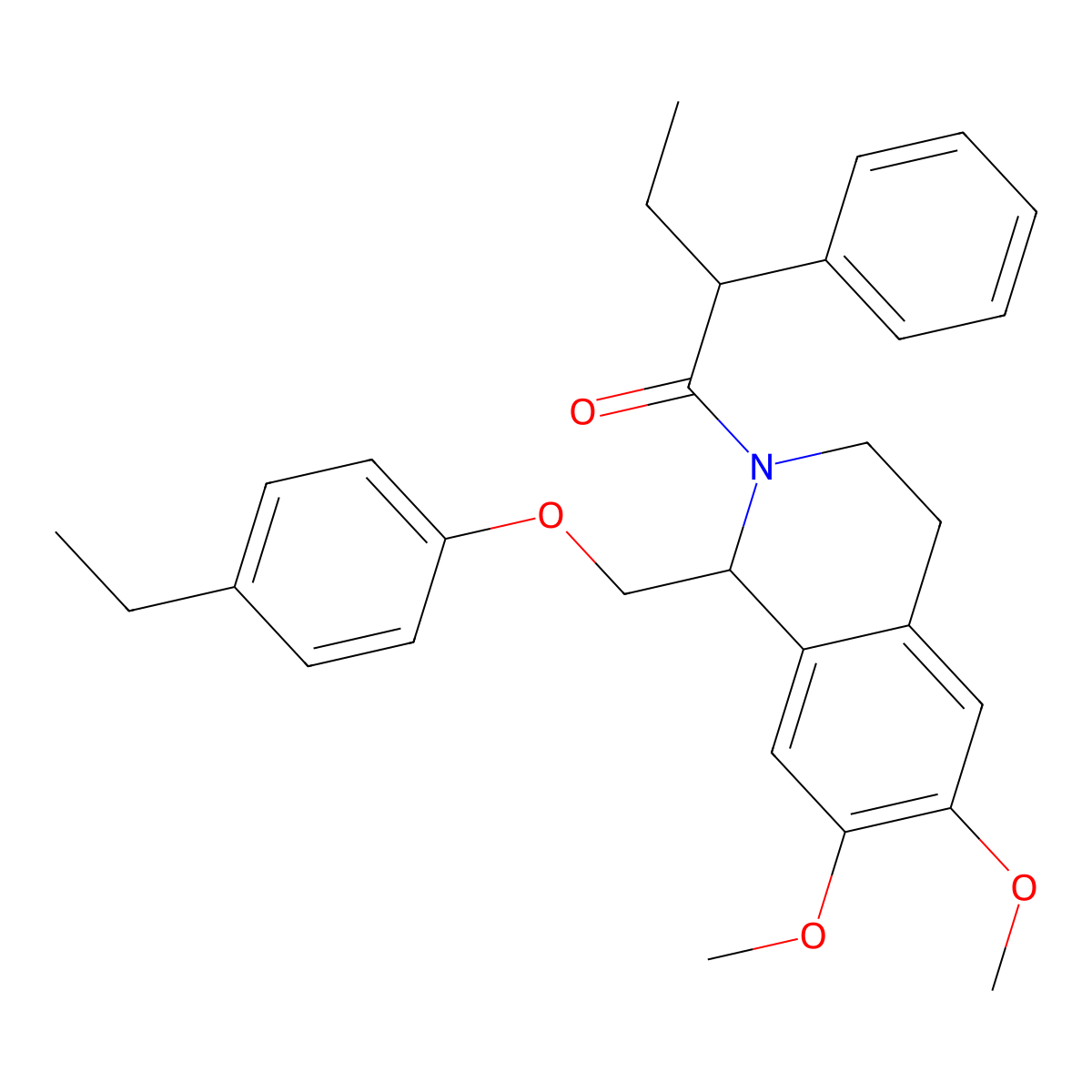 1-{1-[(4-Ethylphenoxy)methyl]-6,7-dimethoxy-1,2,3,4-tetrahydroisoquinolin-2-yl}-2-phenylbutan-1-one molecular structure, CAS 680604-00-6