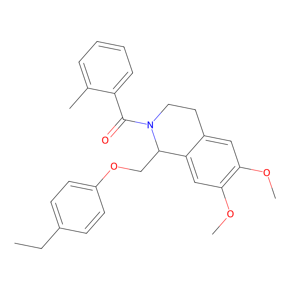 (1-((4-ethylphenoxy)methyl)-6,7-dimethoxy-3,4-dihydroisoquinolin-2(1H)-yl)(o-tolyl)methanone molecular structure, CAS 680604-01-7