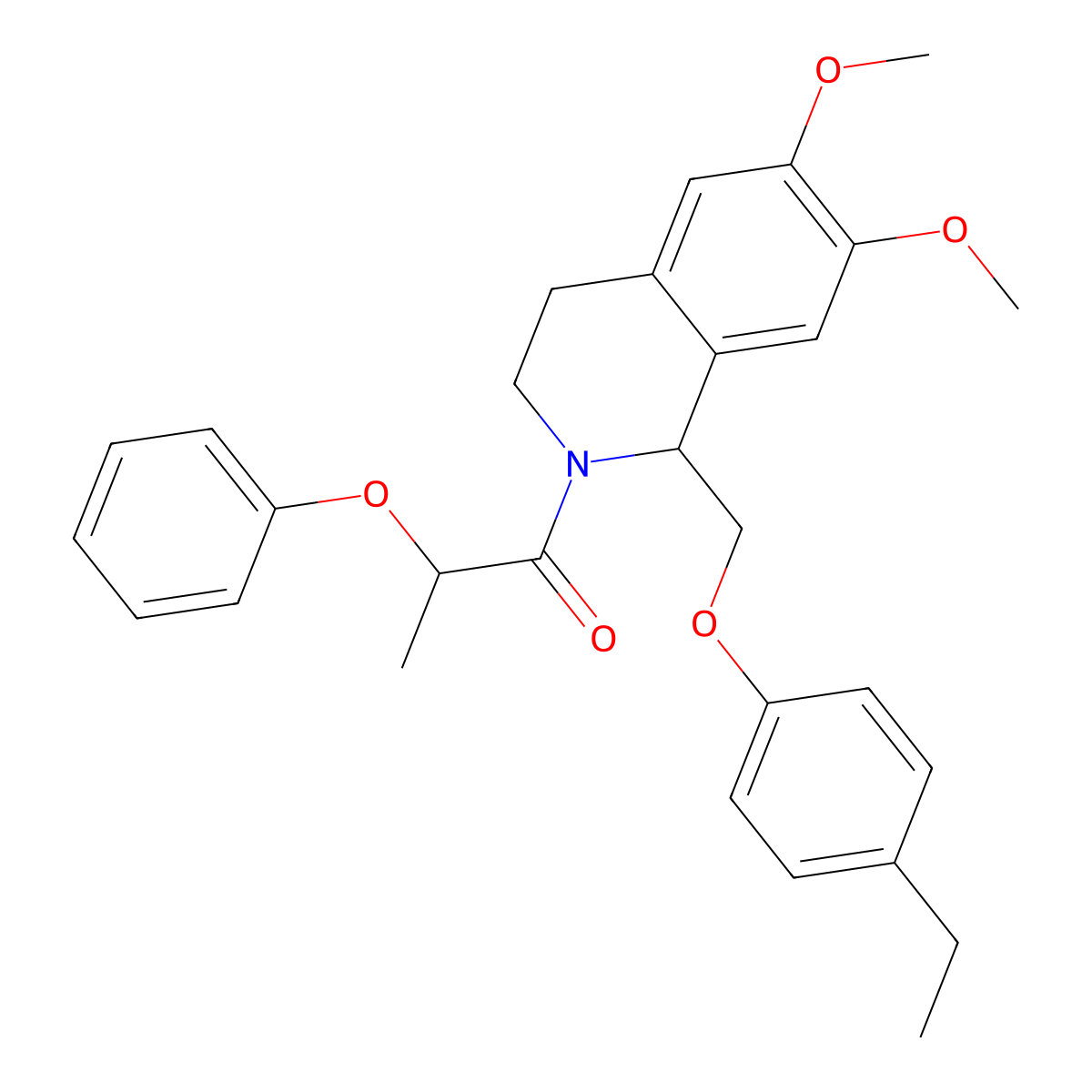 1-{1-[(4-Ethylphenoxy)methyl]-6,7-dimethoxy-1,2,3,4-tetrahydroisoquinolin-2-yl}-2-phenoxypropan-1-one molecular structure, CAS 680604-13-1