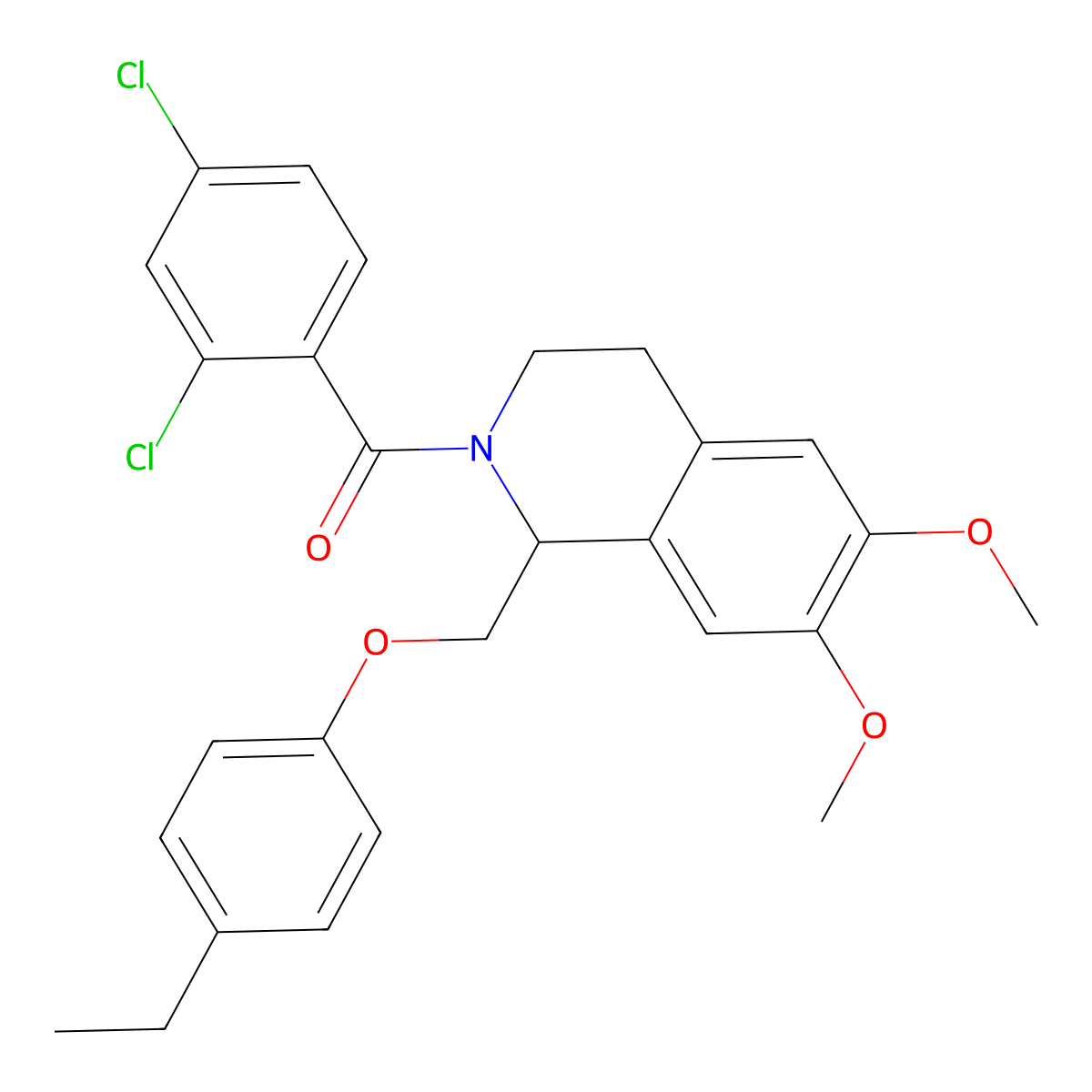 (2,4-dichlorophenyl)(1-((4-ethylphenoxy)methyl)-6,7-dimethoxy-3,4-dihydroisoquinolin-2(1H)-yl)methanone molecular structure, CAS 680604-17-5