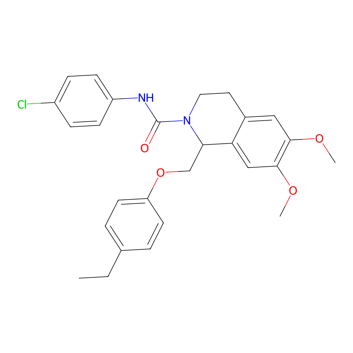 N-(4-chlorophenyl)-1-((4-ethylphenoxy)methyl)-6,7-dimethoxy-3,4-dihydroisoquinoline-2(1H)-carboxamide molecular structure, CAS 680604-42-6