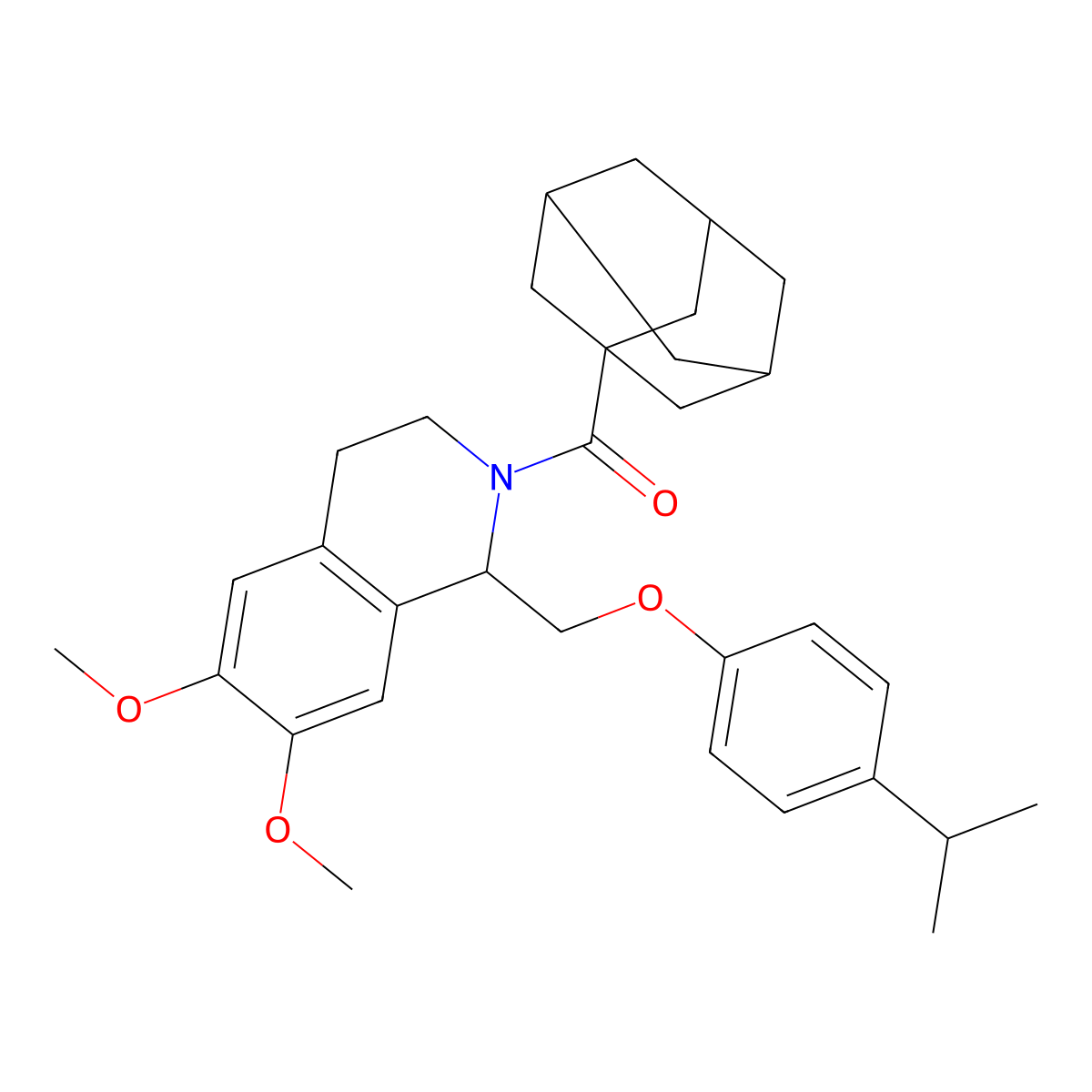 1-adamantyl-[6,7-dimethoxy-1-[(4-propan-2-ylphenoxy)methyl]-3,4-dihydro-1H-isoquinolin-2-yl]methanone molecular structure, CAS 680604-47-1