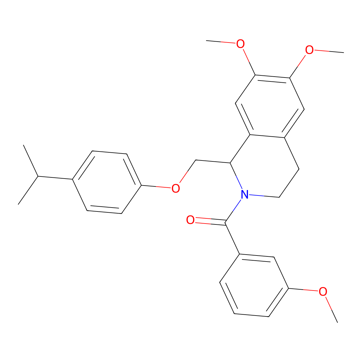 (1-((4-isopropylphenoxy)methyl)-6,7-dimethoxy-3,4-dihydroisoquinolin-2(1H)-yl)(3-methoxyphenyl)methanone molecular structure, CAS 680604-70-0
