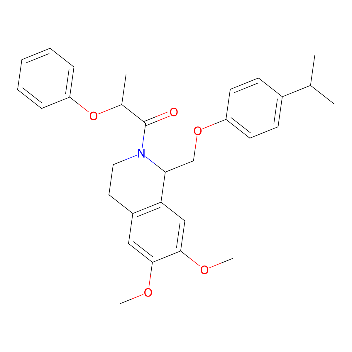 1-(6,7-Dimethoxy-1-{[4-(propan-2-yl)phenoxy]methyl}-1,2,3,4-tetrahydroisoquinolin-2-yl)-2-phenoxypropan-1-one molecular structure, CAS 680604-74-4
