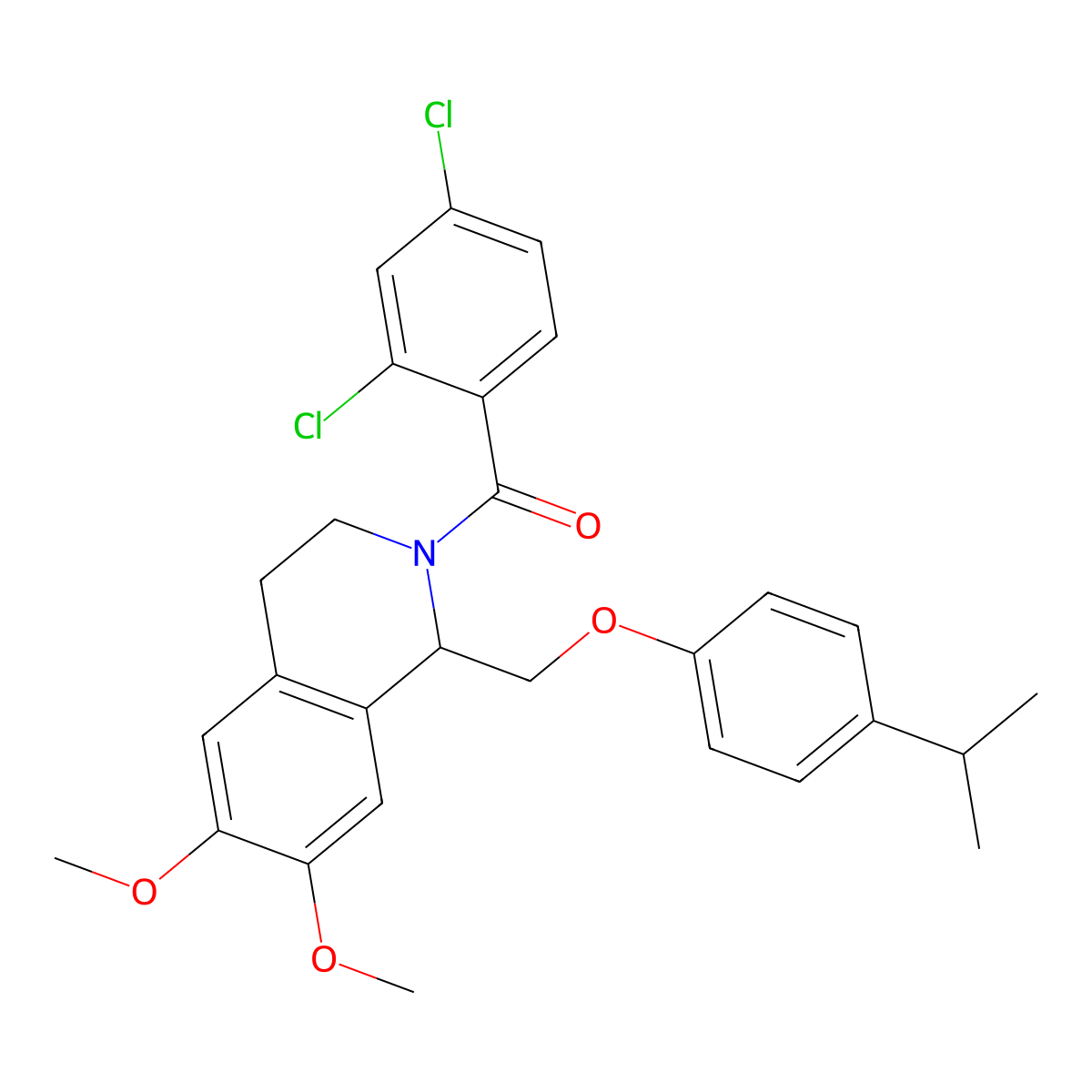 (2,4-dichlorophenyl)(1-((4-isopropylphenoxy)methyl)-6,7-dimethoxy-3,4-dihydroisoquinolin-2(1H)-yl)methanone molecular structure, CAS 680604-78-8