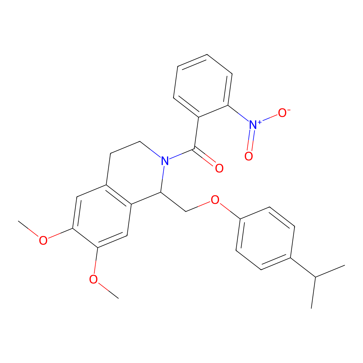 (1-((4-isopropylphenoxy)methyl)-6,7-dimethoxy-3,4-dihydroisoquinolin-2(1H)-yl)(2-nitrophenyl)methanone molecular structure, CAS 680604-95-9