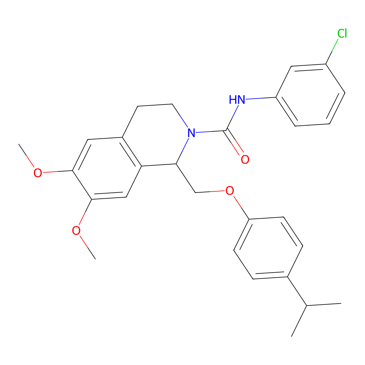 N-(3-chlorophenyl)-1-((4-isopropylphenoxy)methyl)-6,7-dimethoxy-3,4-dihydroisoquinoline-2(1H)-carboxamide molecular structure, CAS 680605-09-8