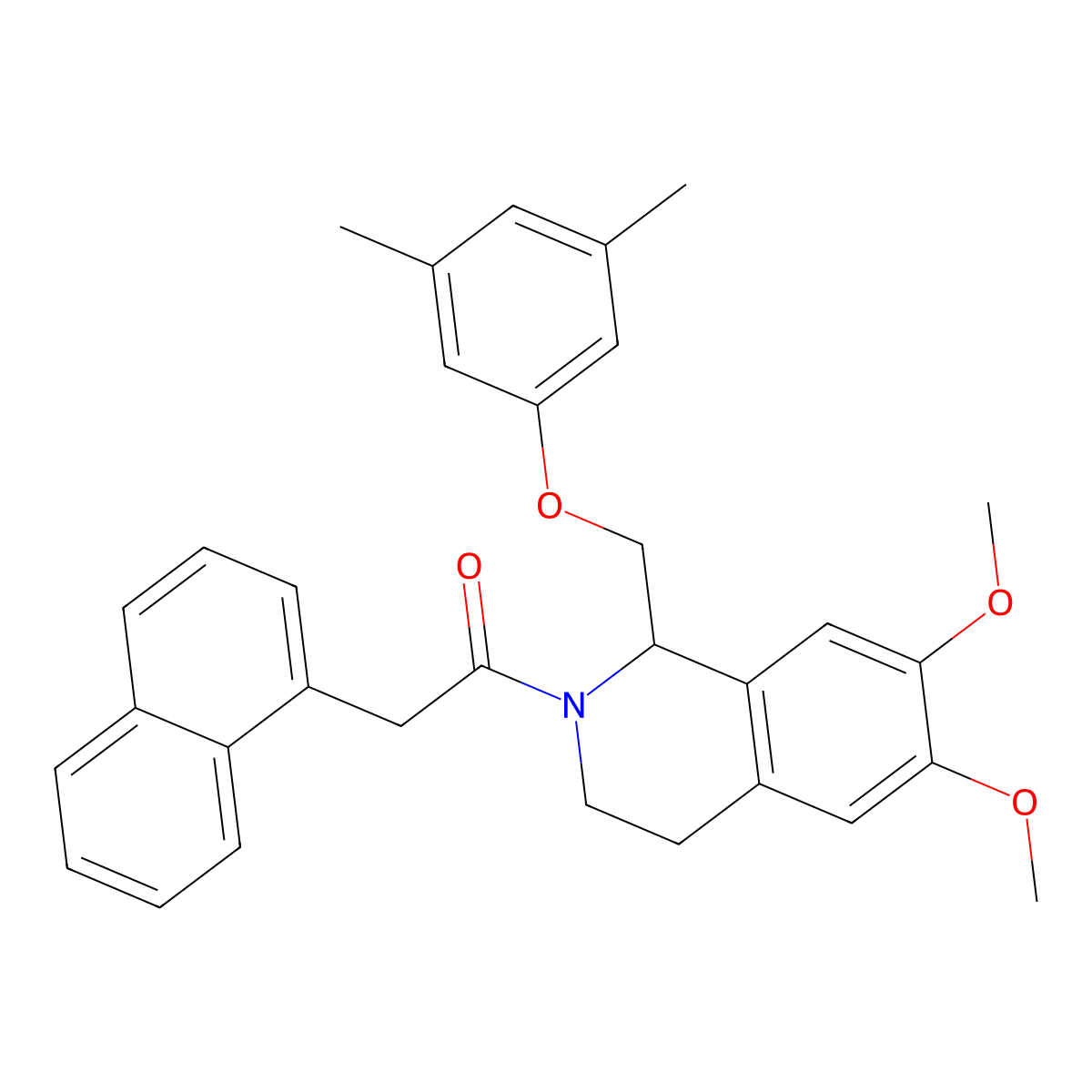 1-(1-((3,5-dimethylphenoxy)methyl)-6,7-dimethoxy-3,4-dihydroisoquinolin-2(1H)-yl)-2-(naphthalen-1-yl)ethanone molecular structure, CAS 680605-36-1