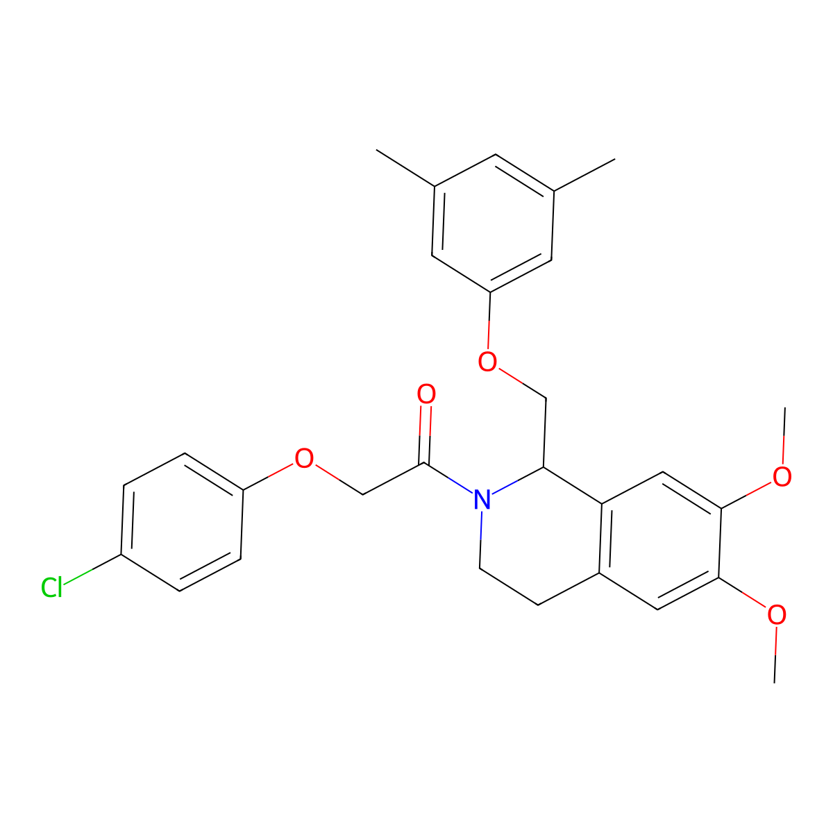 2-(4-Chlorophenoxy)-1-{1-[(3,5-dimethylphenoxy)methyl]-6,7-dimethoxy-1,2,3,4-tetrahydroisoquinolin-2-yl}ethan-1-one molecular structure, CAS 680605-37-2