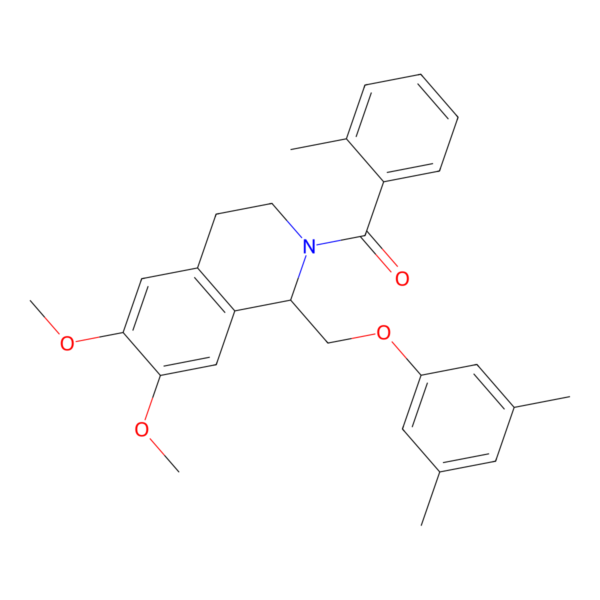 (1-((3,5-dimethylphenoxy)methyl)-6,7-dimethoxy-3,4-dihydroisoquinolin-2(1H)-yl)(o-tolyl)methanone molecular structure, CAS 680605-40-7