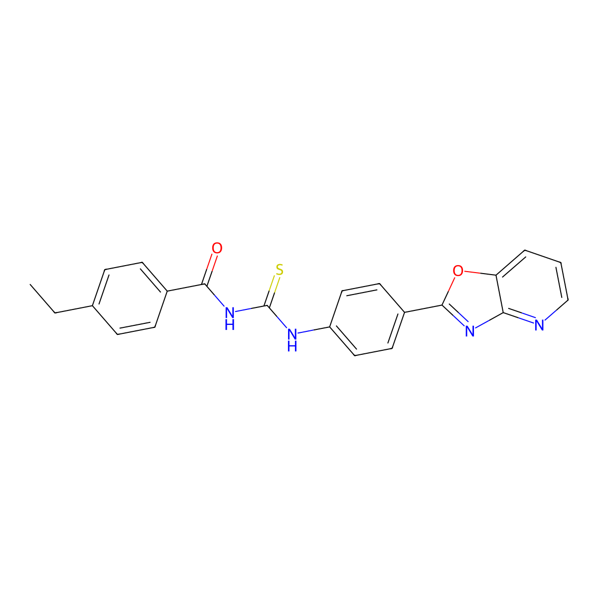 4-ethyl-N-{[4-([1,3]oxazolo[4,5-b]pyridin-2-yl)phenyl]carbamothioyl}benzamide molecular structure, CAS 680606-00-2