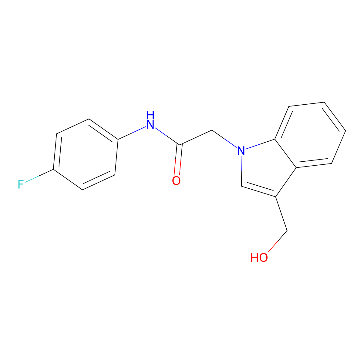 N-(4-fluorophenyl)-2-[3-(hydroxymethyl)-1H-indol-1-yl]acetamide molecular structure, CAS 680606-03-5