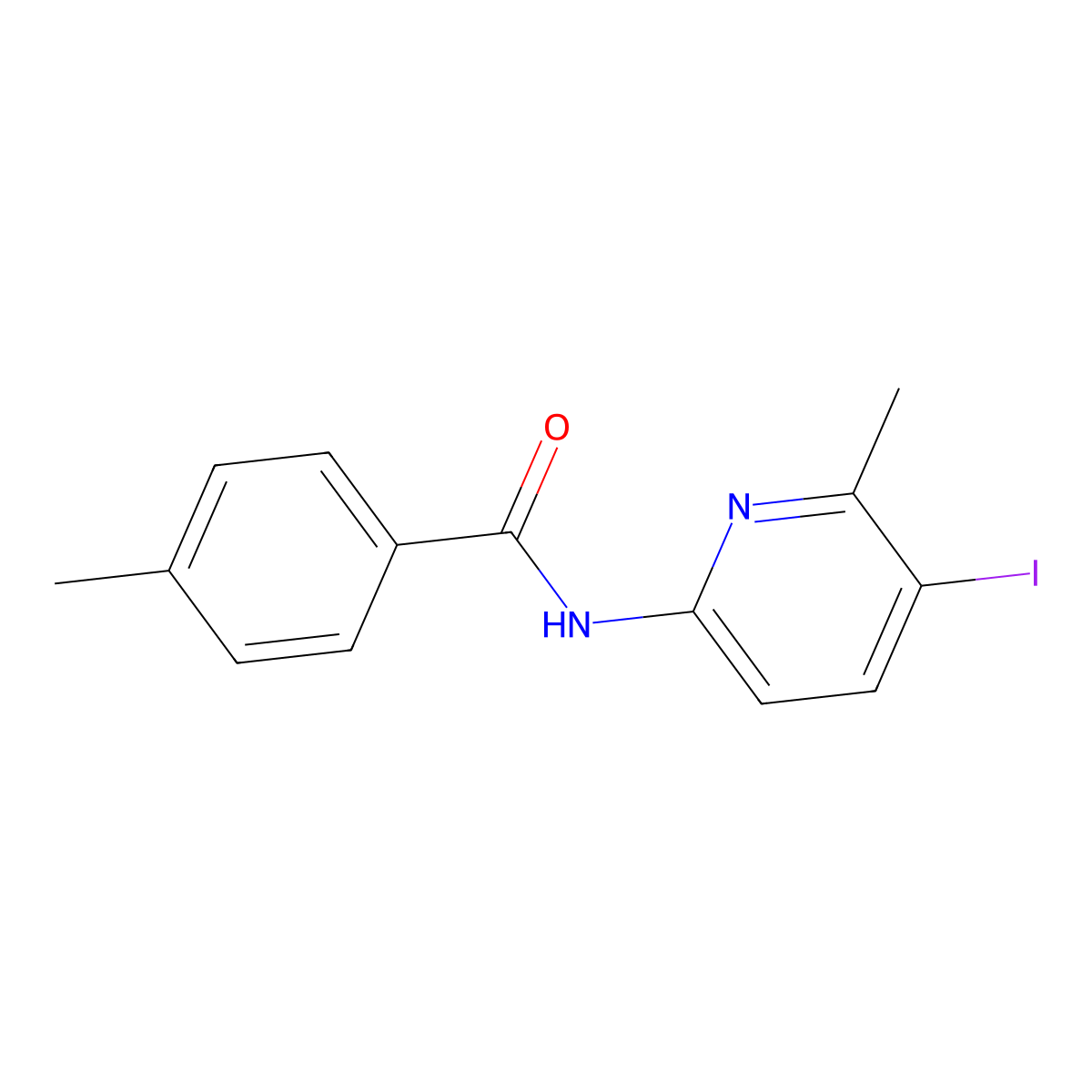 N-(5-iodo-6-methylpyridin-2-yl)-4-methylbenzamide molecular structure, CAS 680606-45-5