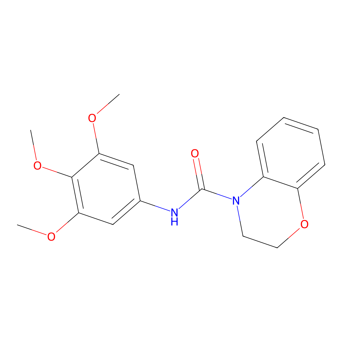 4H-1,4-Benzoxazine-4-carboxamide, 2,3-dihydro-N-(3,4,5-trimethoxyphenyl)- molecular structure, CAS 68061-06-3
