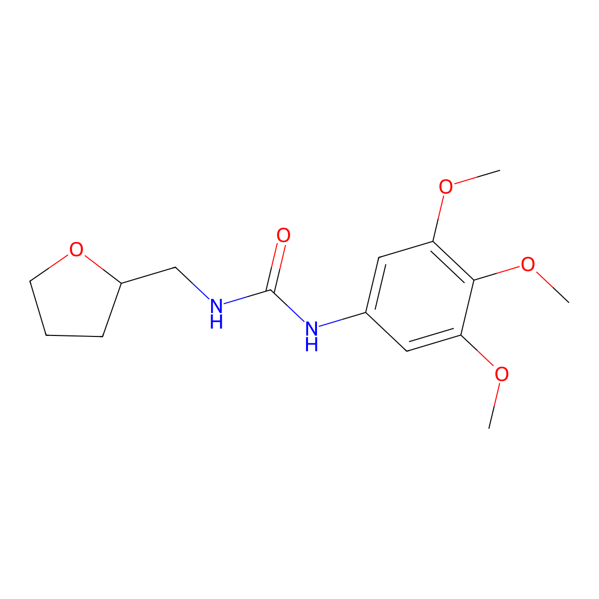Urea, N-((tetrahydro-2-furanyl)methyl)-N'-(3,4,5-trimethoxyphenyl)- molecular structure, CAS 68061-12-1