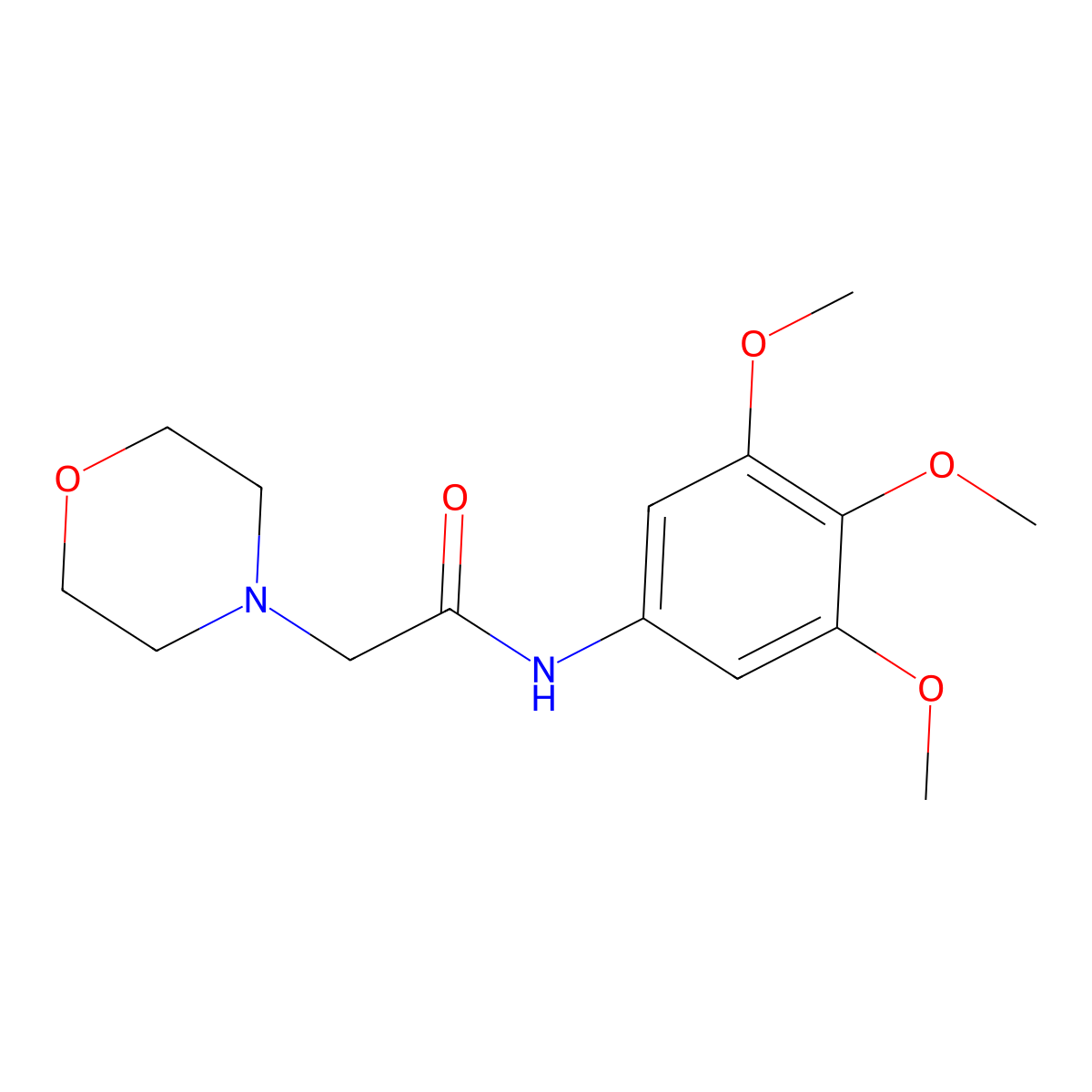 4-Morpholineacetamide, N-(3,4,5-trimethoxyphenyl)- molecular structure, CAS 68061-28-9