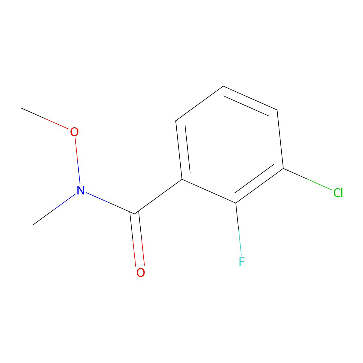 3-chloro-2-fluoro-N-methoxy-N-methylbenzamide molecular structure, CAS 680610-56-4