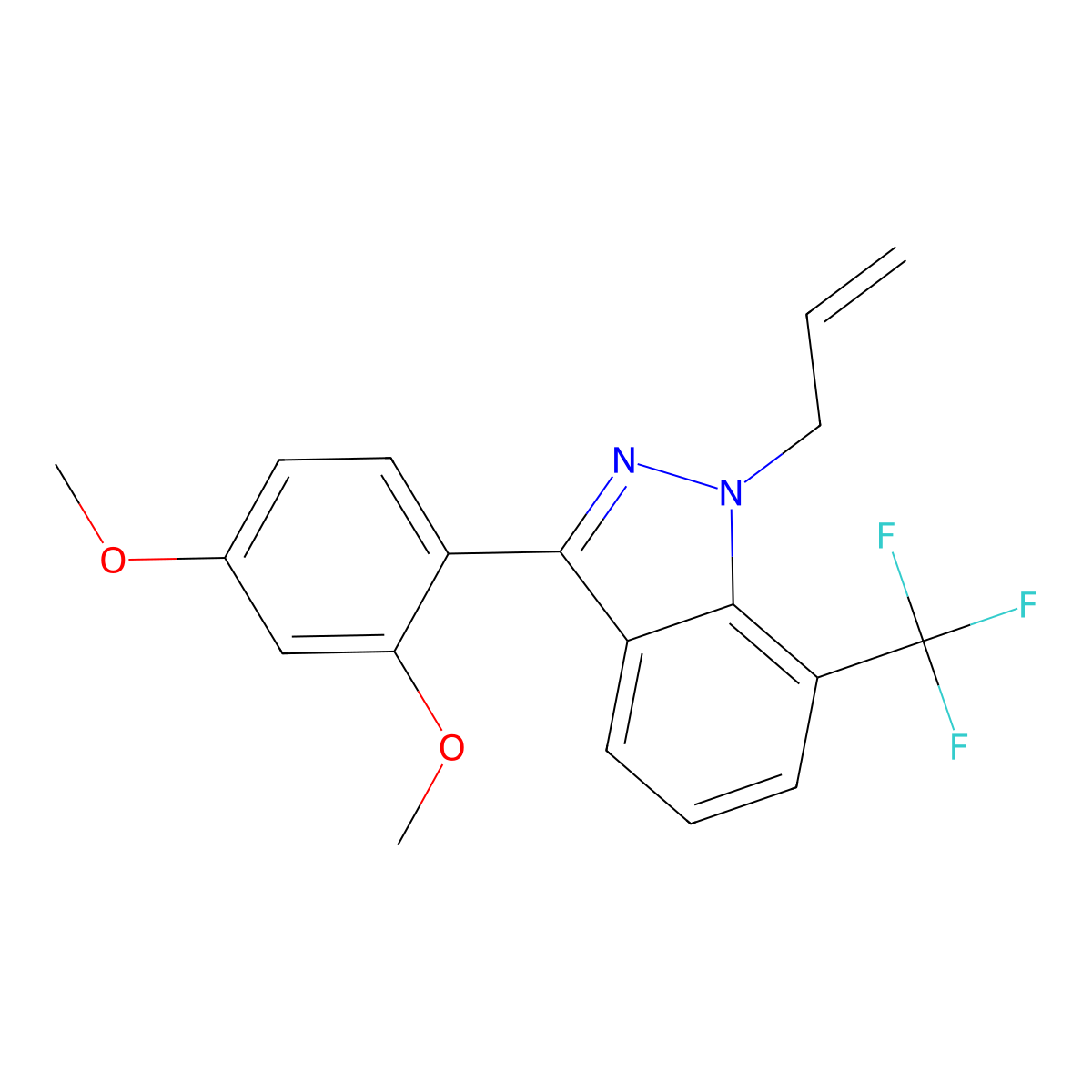 1-allyl-3-(2,4-dimethoxyphenyl)-7-(trifluoromethyl)-1H-indazole molecular structure, CAS 680611-86-3