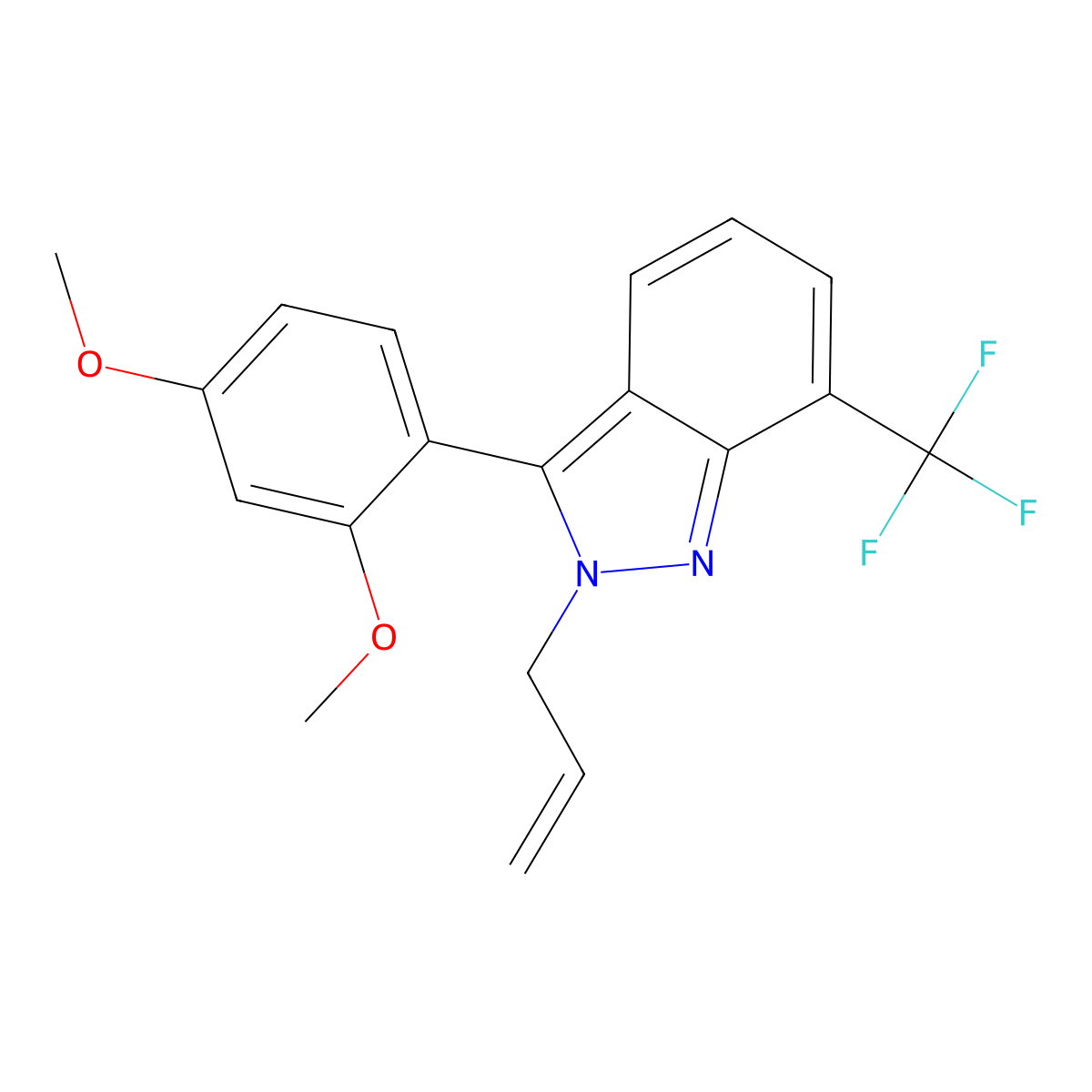 2-allyl-3-(2,4-dimethoxyphenyl)-7-(trifluoromethyl)-2H-indazole molecular structure, CAS 680612-08-2