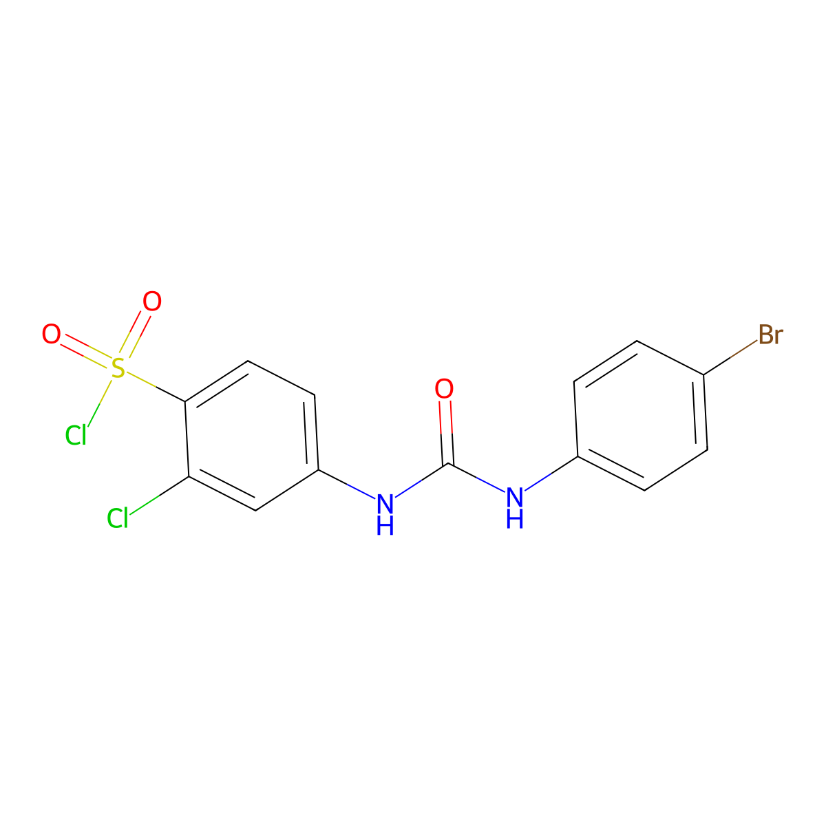 4-(3-(4-Bromophenyl)ureido)-2-chlorobenzene-1-sulfonyl chloride molecular structure, CAS 680617-67-8