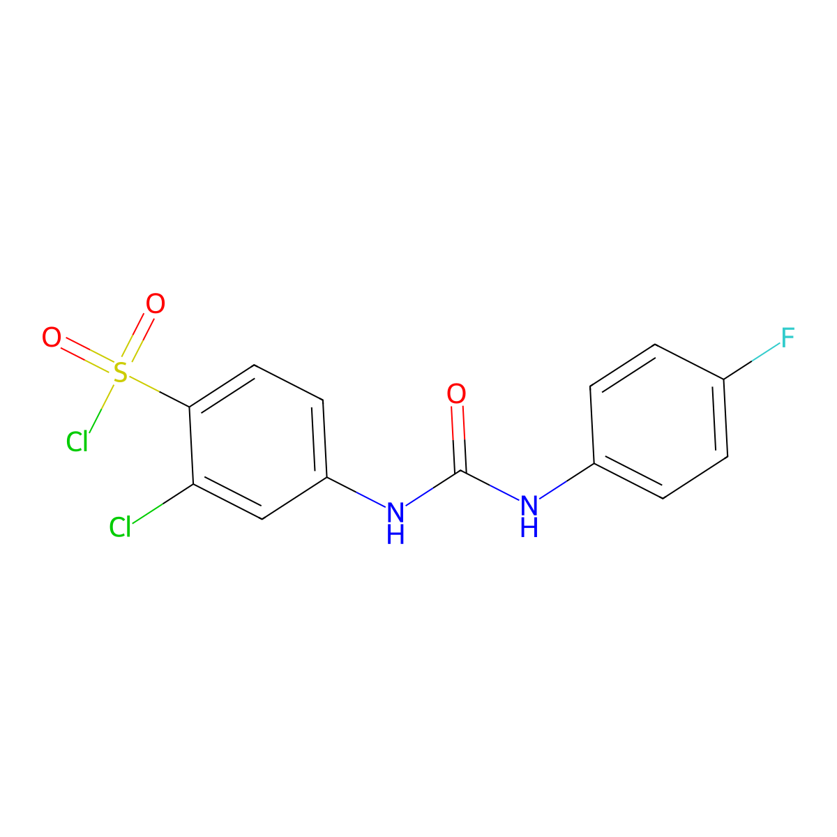 2-Chloro-4-[3-(4-fluorophenyl)ureido]benzenesulfonyl chloride molecular structure, CAS 680617-72-5