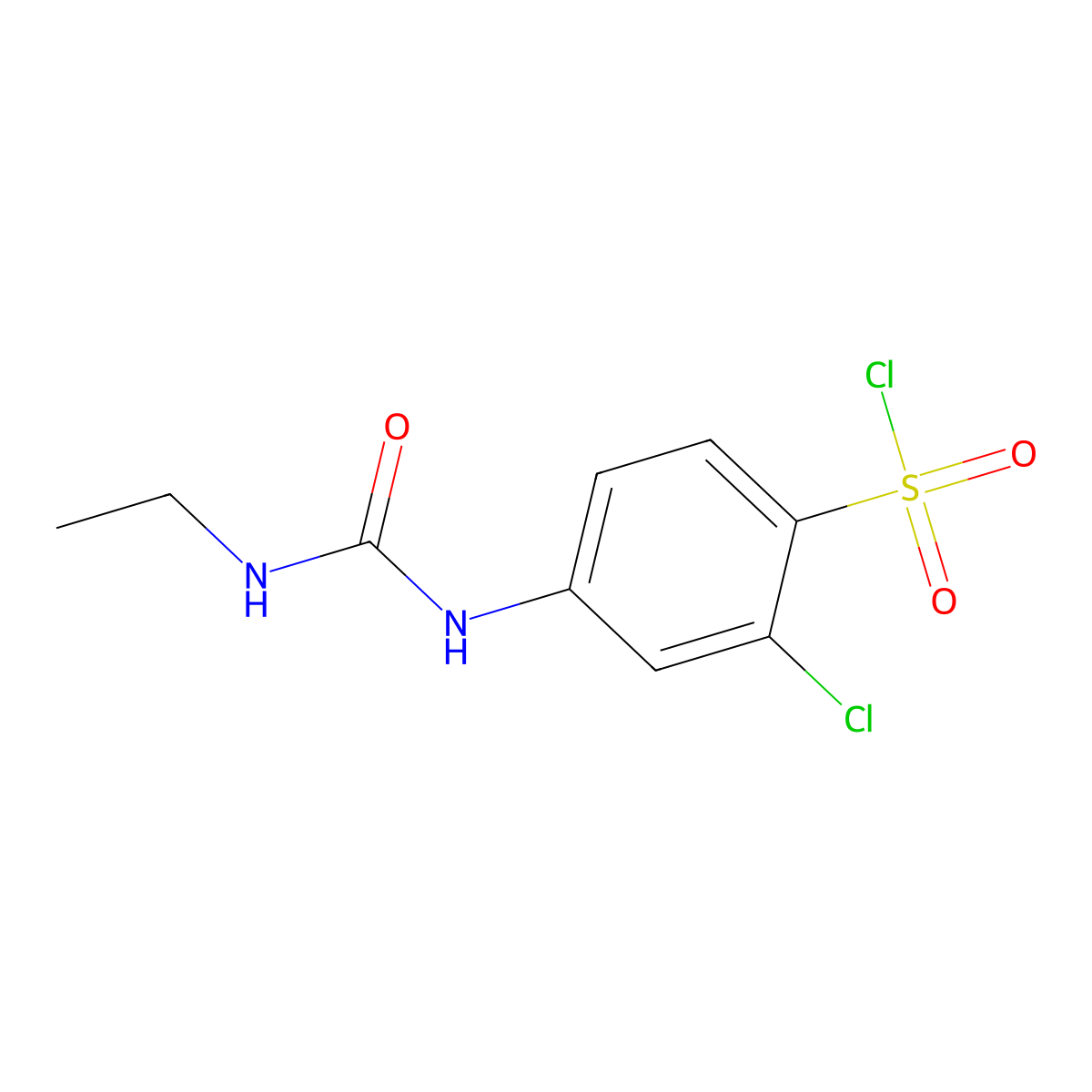 2-Chloro-4-(3-ethylureido)benzenesulfonyl chloride molecular structure, CAS 680617-81-6