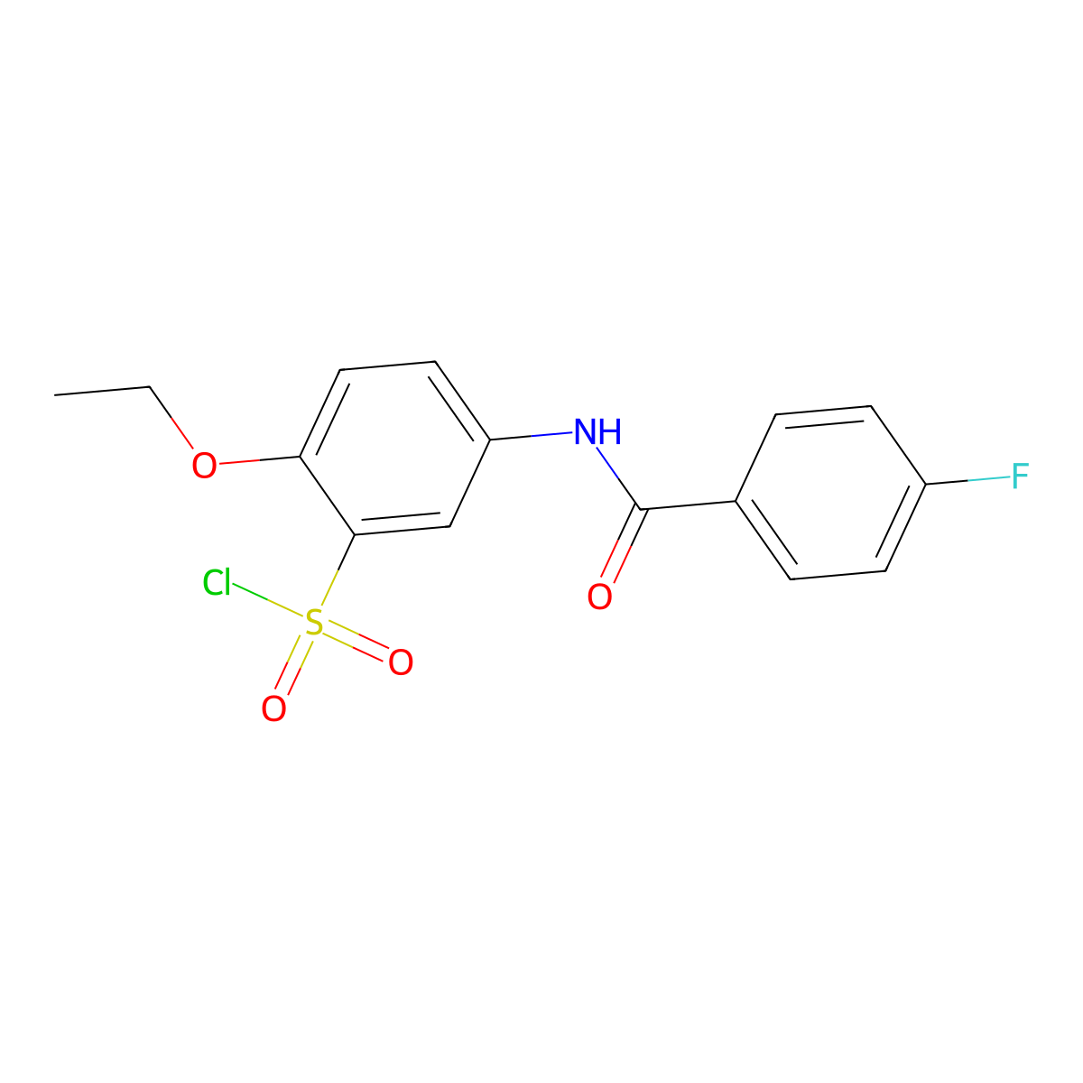 2-Ethoxy-5-(4-fluorobenzamido)benzene-1-sulfonyl chloride molecular structure, CAS 680618-06-8