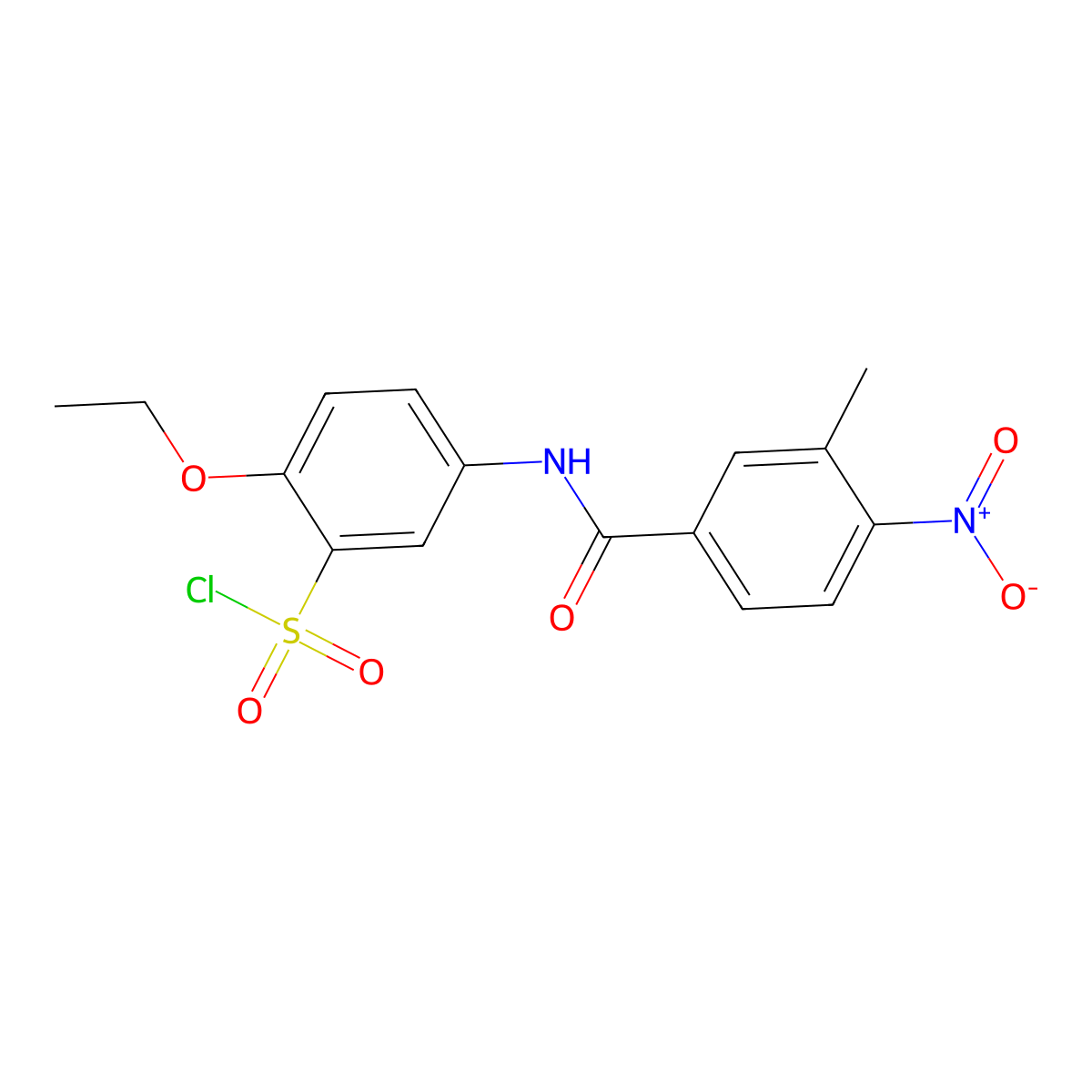 2-Ethoxy-5-(3-methyl-4-nitro-benzoylamino)-benzenesulfonyl chloride molecular structure, CAS 680618-07-9