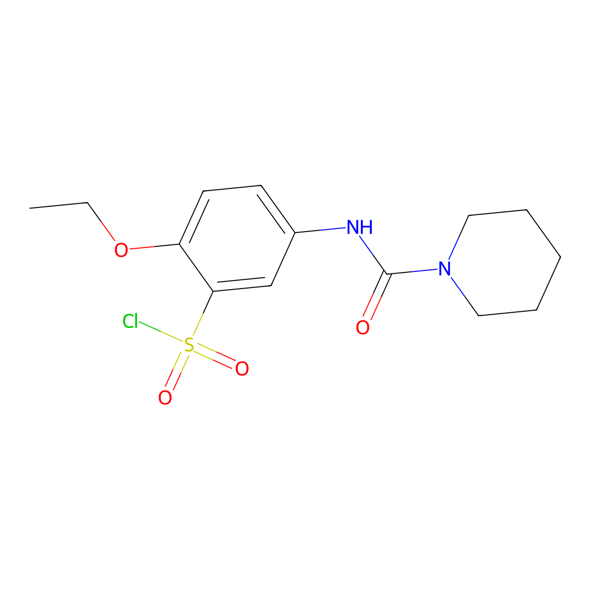 2-Ethoxy-5-[(piperidine-1-carbonyl)-amino]-benzenesulfonyl chloride molecular structure, CAS 680618-11-5
