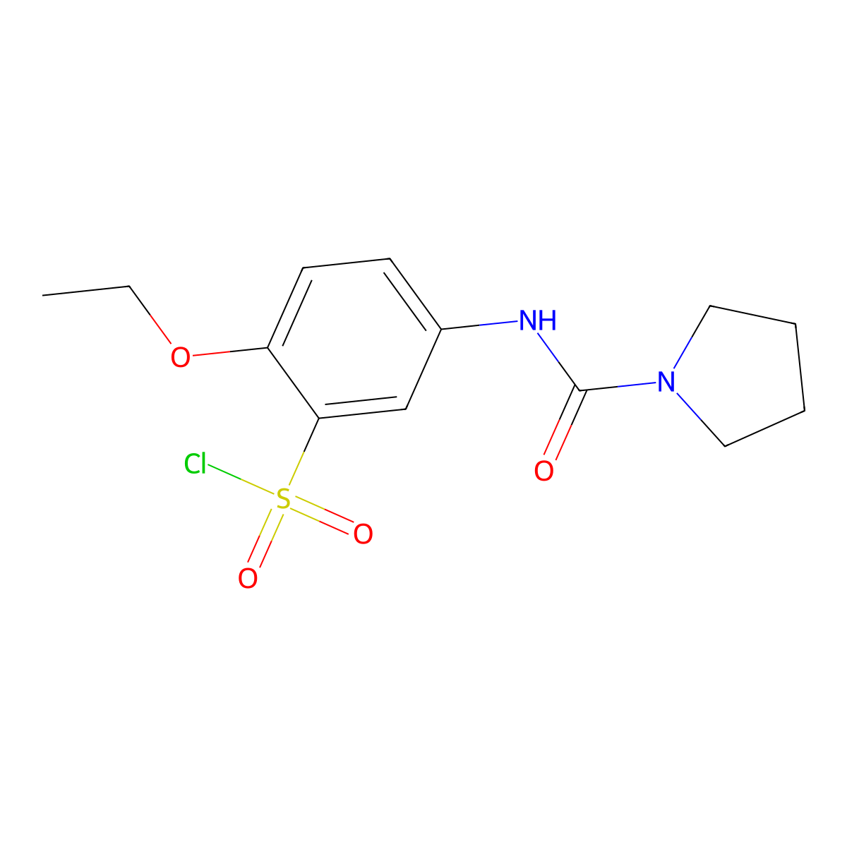 2-Ethoxy-5-[(pyrrolidine-1-carbonyl)-amino]-benzenesulfonyl chloride molecular structure, CAS 680618-12-6