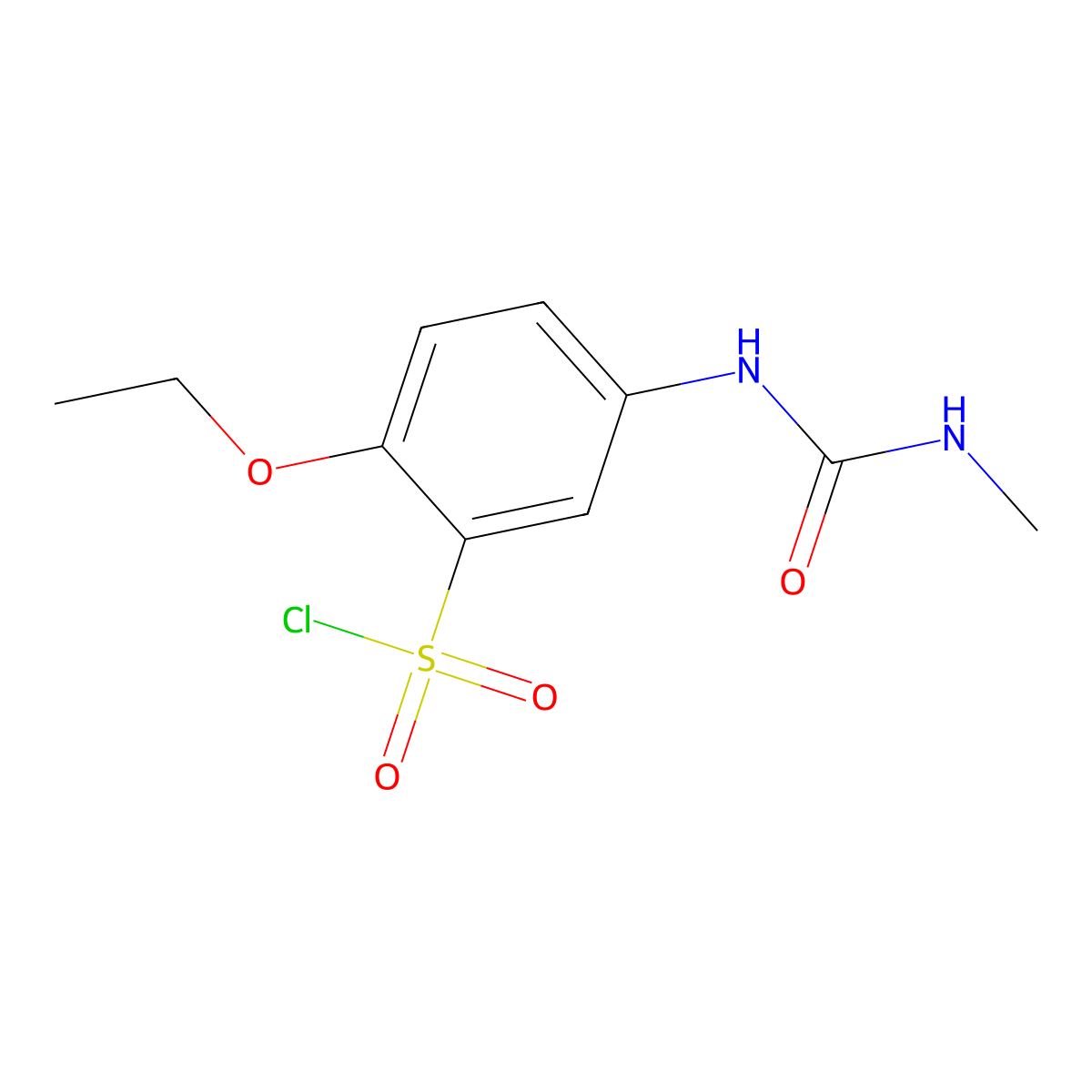 2-Ethoxy-5-(3-methyl-ureido)-benzenesulfonyl chloride molecular structure, CAS 680618-13-7
