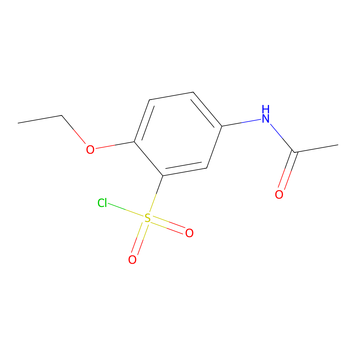 5-Acetamido-2-ethoxybenzene-1-sulfonyl chloride molecular structure, CAS 680618-19-3