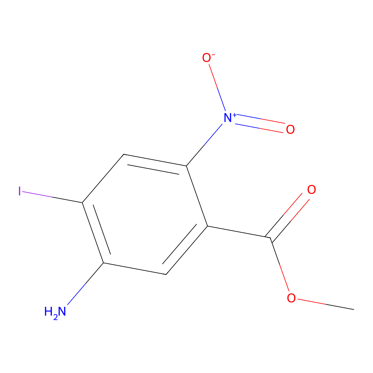 5-Amino-4-iodo-2-nitro-benzoic acid methyl ester molecular structure, CAS 680620-78-4