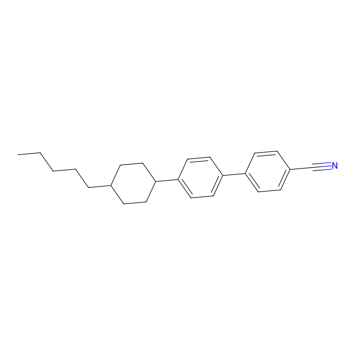 [1,1'-Biphenyl]-4-carbonitrile, 4'-(trans-4-pentylcyclohexyl)- molecular structure, CAS 68065-81-6