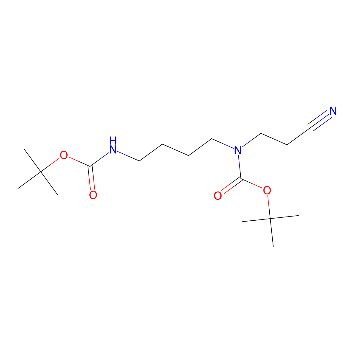 3-Boc-(4'-boc-aminobutyl)aminopropanenitrile molecular structure, CAS 68076-41-5