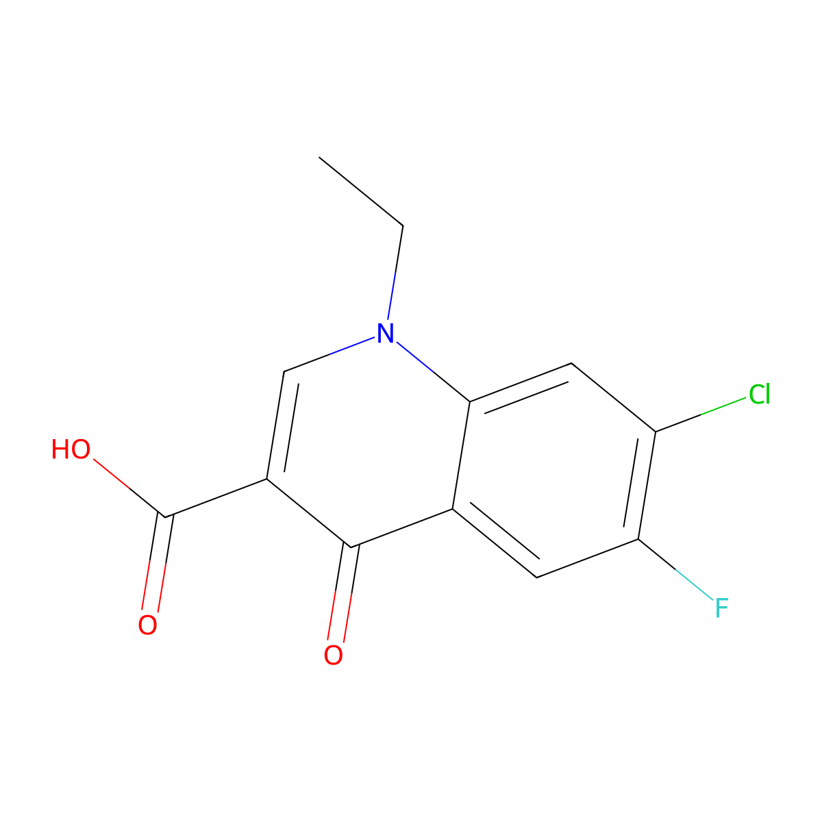 7-Chloro-1-ethyl-6-fluoro-4-oxo-1,4-dihydroquinoline-3-carboxylic acid molecular structure, CAS 68077-26-9
