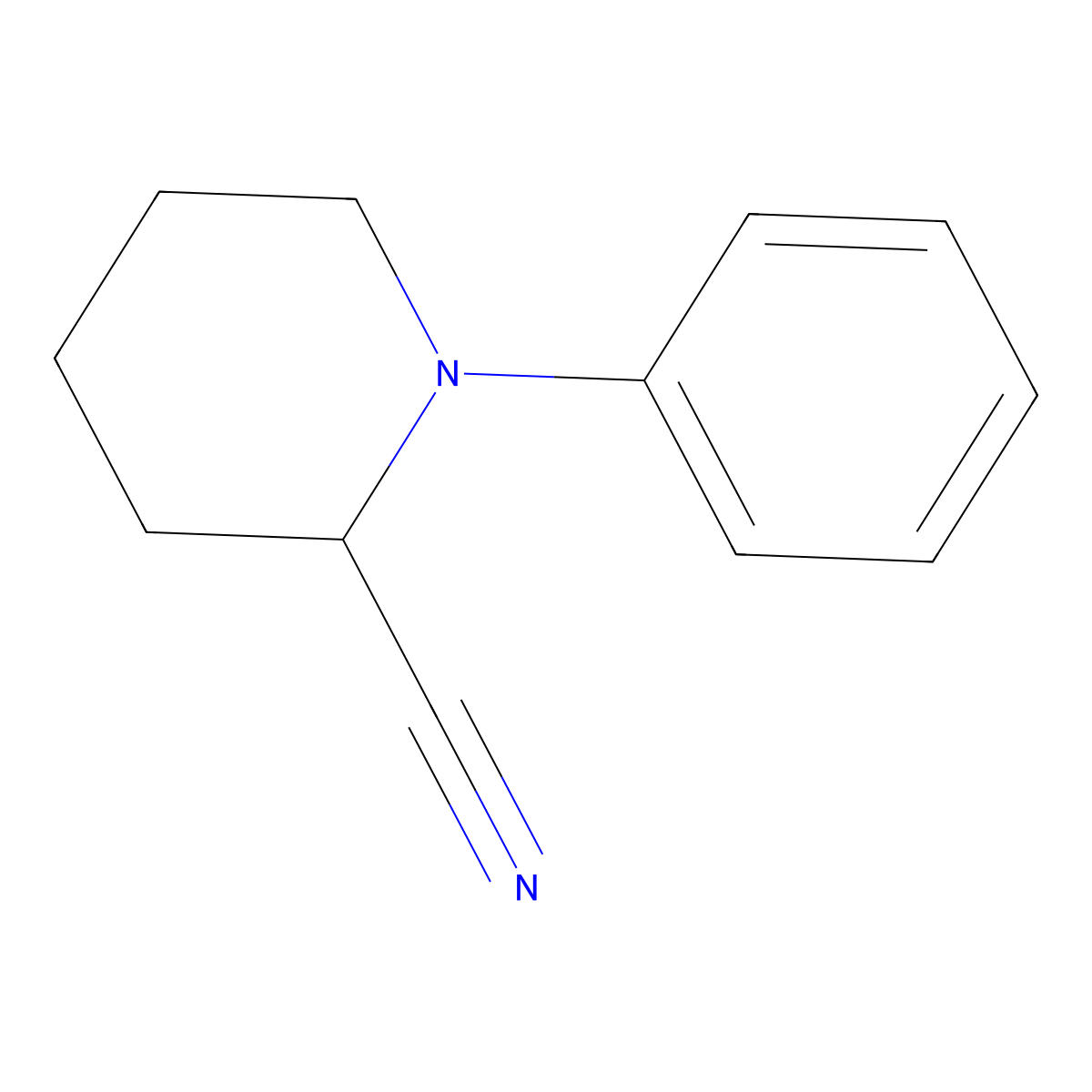 1-Phenylpiperidine-2-carbonitrile molecular structure, CAS 68078-10-4