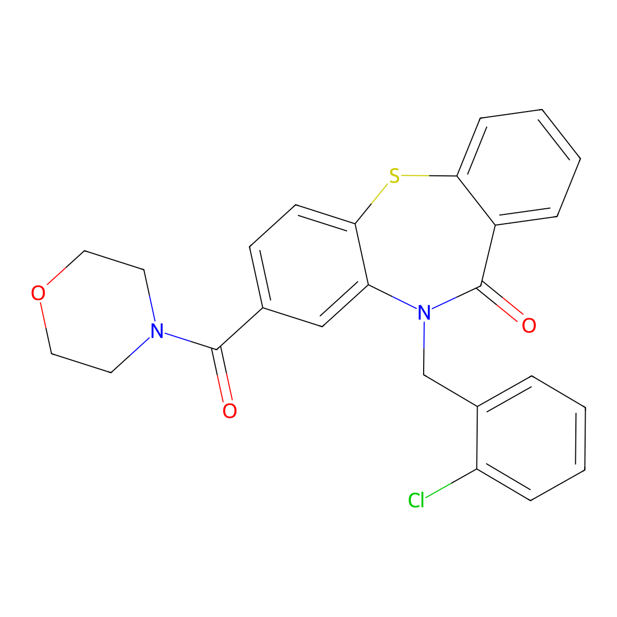 5-[(2-Chlorophenyl)methyl]-3-(morpholine-4-carbonyl)benzo[b][1,4]benzothiazepin-6-one molecular structure, CAS 6808-11-3