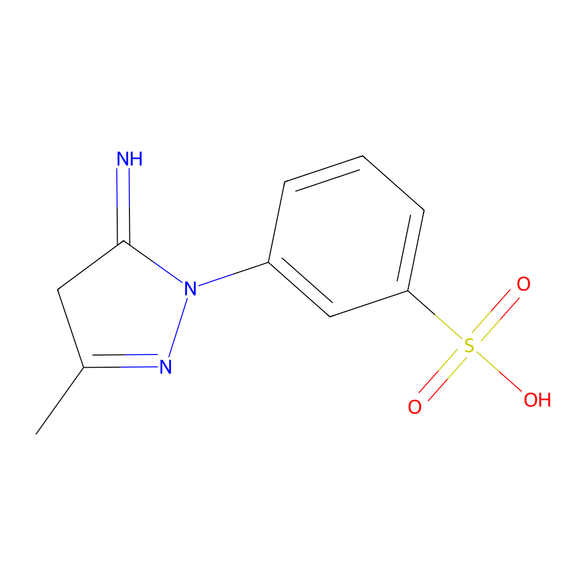 Benzenesulfonic acid, 3-(4,5-dihydro-5-imino-3-methyl-1H-pyrazol-1-yl)- molecular structure, CAS 68083-38-5