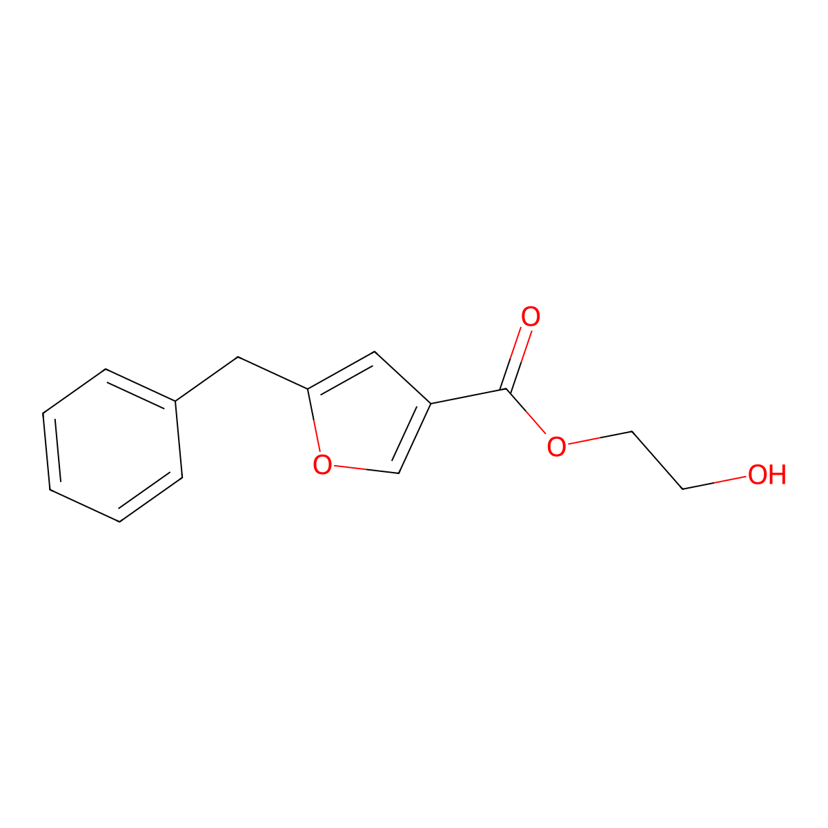 2-Hydroxyethyl 5-(phenylmethyl)furoate molecular structure, CAS 68084-01-5