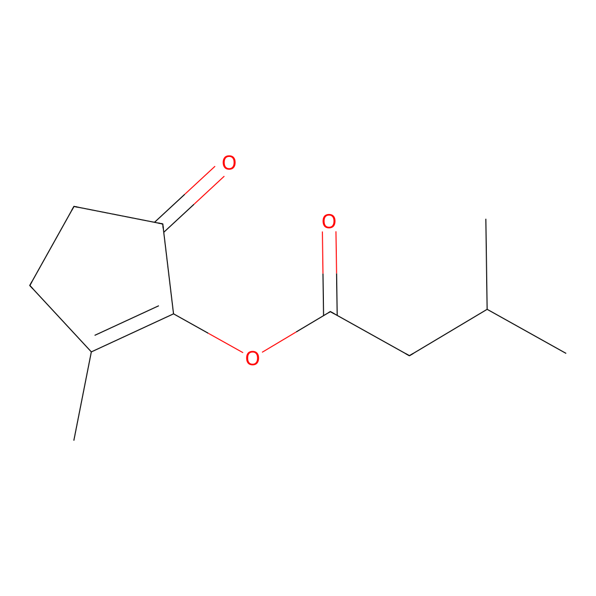 2-Methyl-5-oxo-1-cyclopenten-1-yl isovalerate molecular structure, CAS 68084-07-1