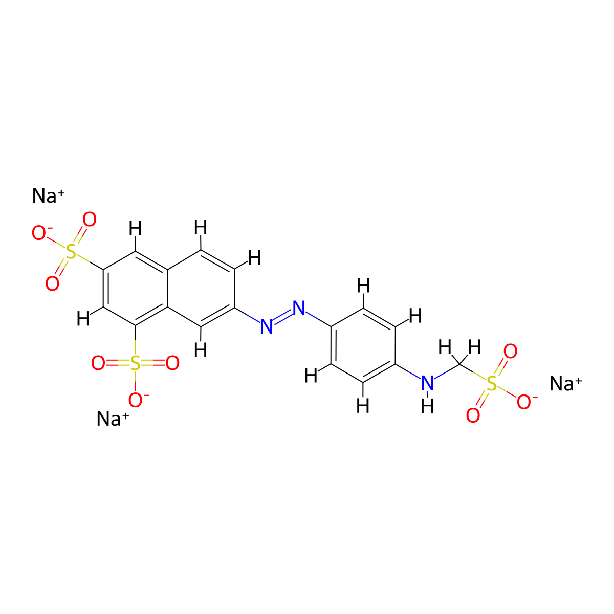 1,3-Naphthalenedisulfonic acid, 7-[2-[4-[(sulfomethyl)amino]phenyl]diazenyl]-, sodium salt (1:3) molecular structure, CAS 68084-13-9